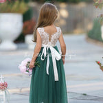 Sleeveless Tulle and Lace Flower Girl Dress - The Little Kitten Boutique