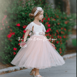 Butterfly Cap Sleeve Special Occasion Lace and tulle flower girl dress - The Little Kitten Boutique