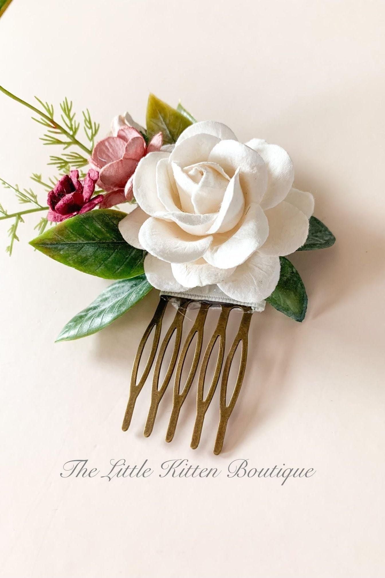 Hair Combs with Flowers for Weddings - The Little Kitten Boutique