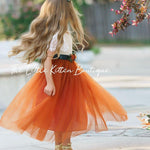 Fall Inspired Burnt Orange short sleeve flower girl dress - The Little Kitten Boutique