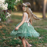 Dusty Blue, Layered flower girl dress / girls special occasion dress - The Little Kitten Boutique