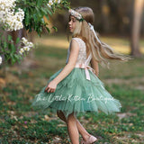 Dusty Blue, Layered flower girl dress / girls special occasion dress - The Little Kitten Boutique