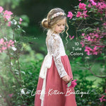 Classic Long Sleeve Tulle and Lace Flower Girl Dress / Girls Special Occasion Dress - The Little Kitten Boutique