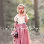 Butterfly Cap Sleeve Special Occasion Lace and tulle flower girl dress - The Little Kitten Boutique