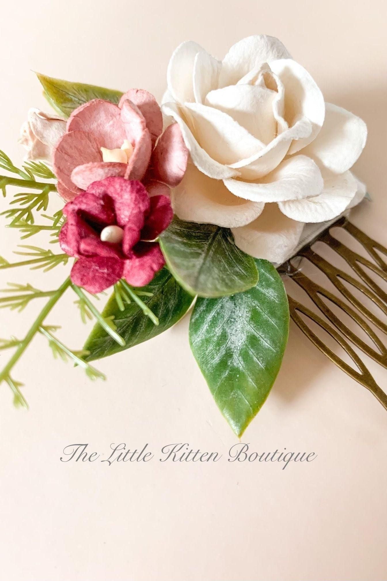 Hair Combs with Flowers for Weddings - The Little Kitten Boutique