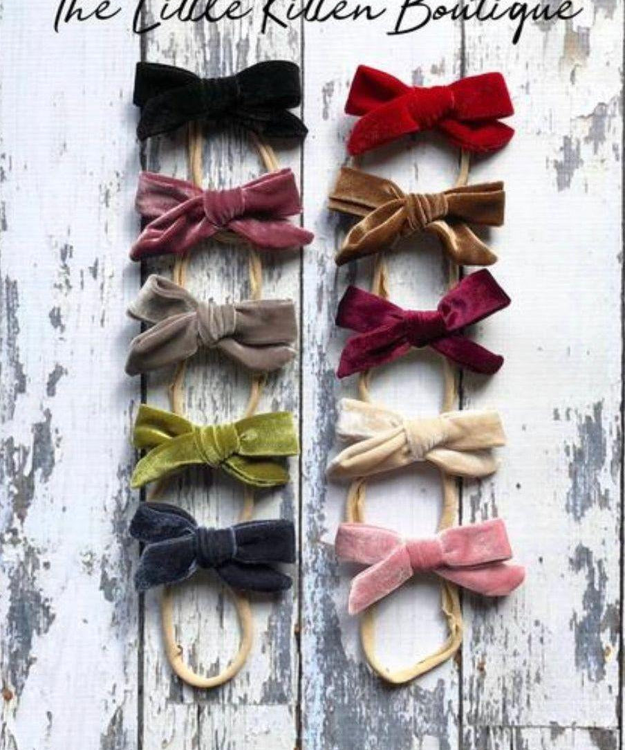 Velvet Hair Bows - The Little Kitten Boutique