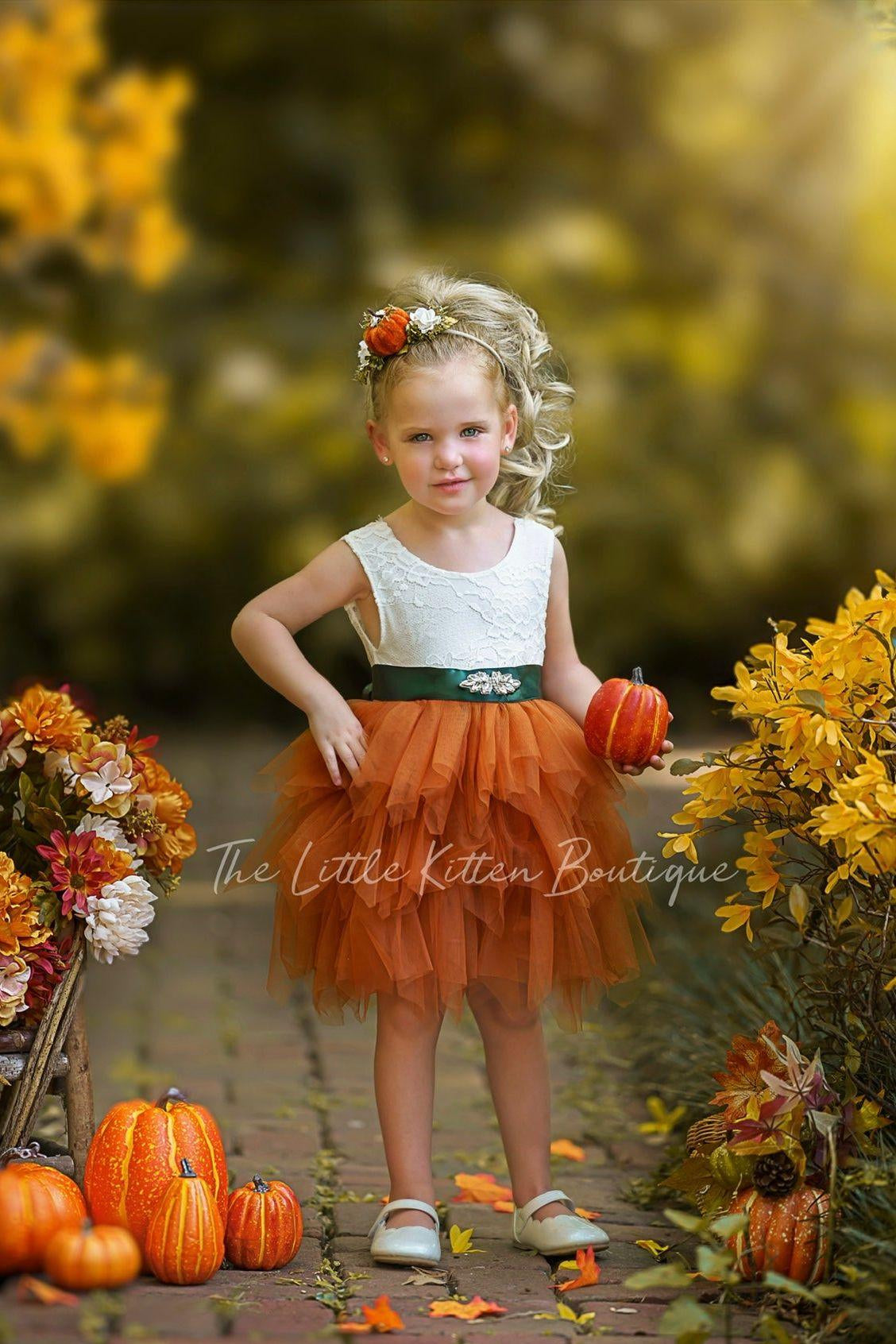 Cute as a Pumpkin - Girls Tutu Dress - The Little Kitten Boutique