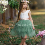 Dusty Blue, Layered flower girl dress / girls special occasion dress - The Little Kitten Boutique