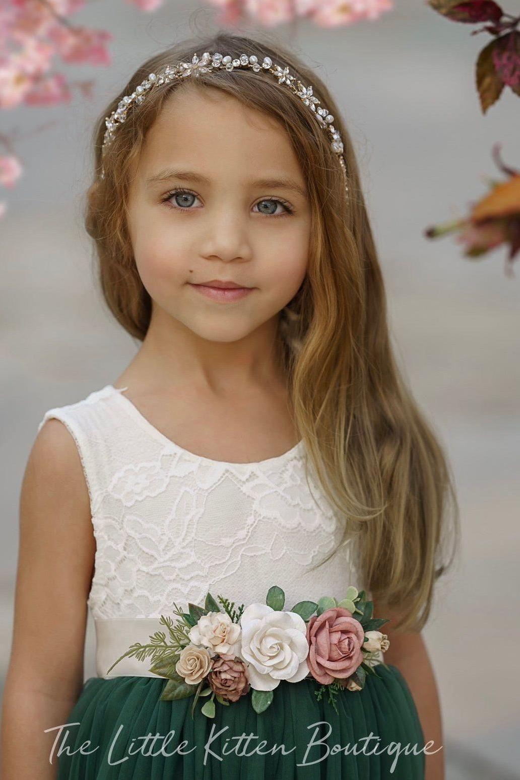 Sleeveless Tulle and Lace Flower Girl Dress - The Little Kitten Boutique