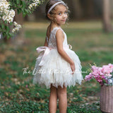 Dusty Blue, Layered flower girl dress / girls special occasion dress - The Little Kitten Boutique