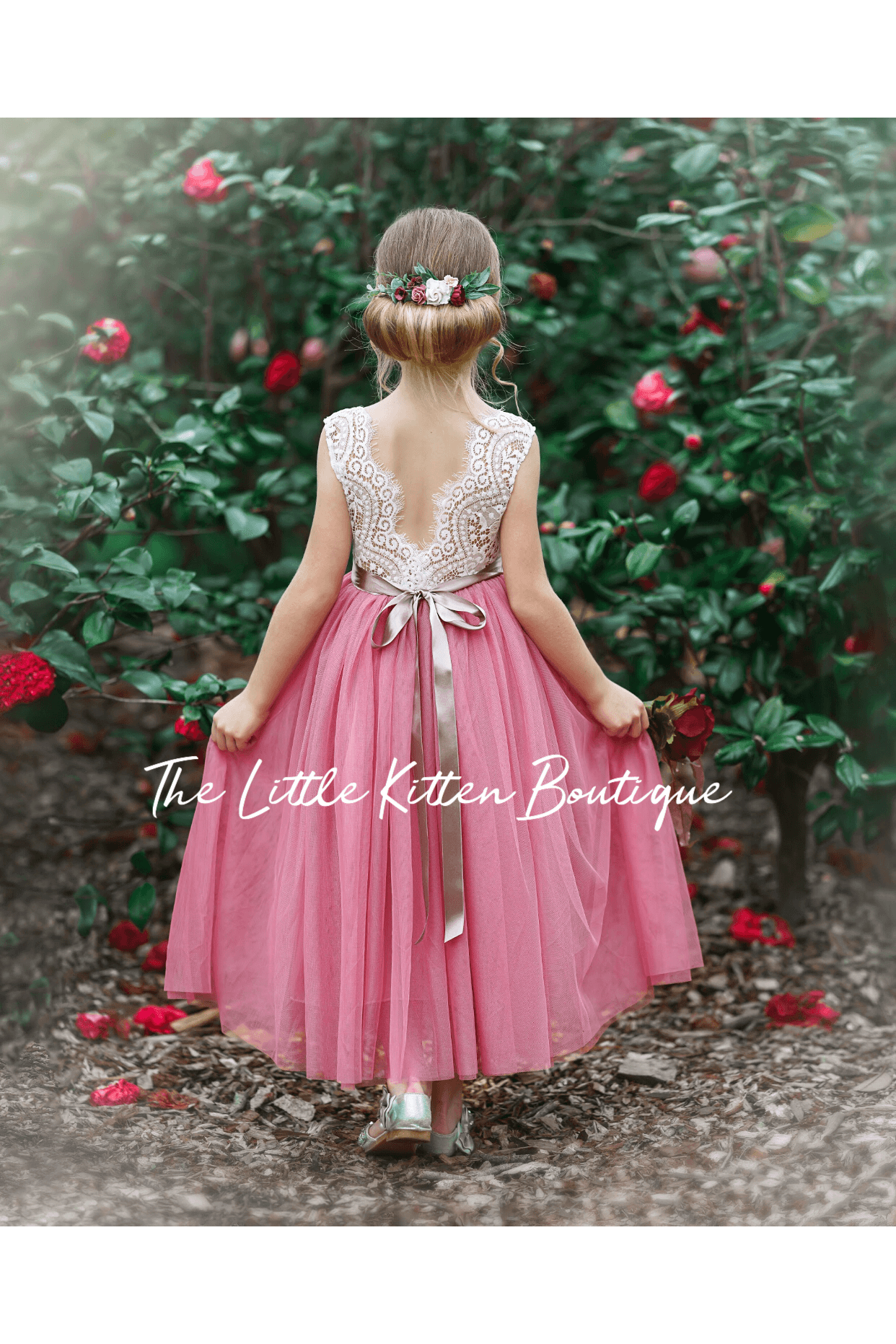 Sleeveless Lace and Tulle Flower Girl Dress - The Little Kitten Boutique