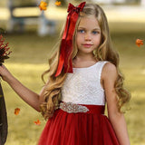 Sleeveless Burnt Orange Tulle and Lace Flower Girl Dress-magical fall dress - The Little Kitten Boutique