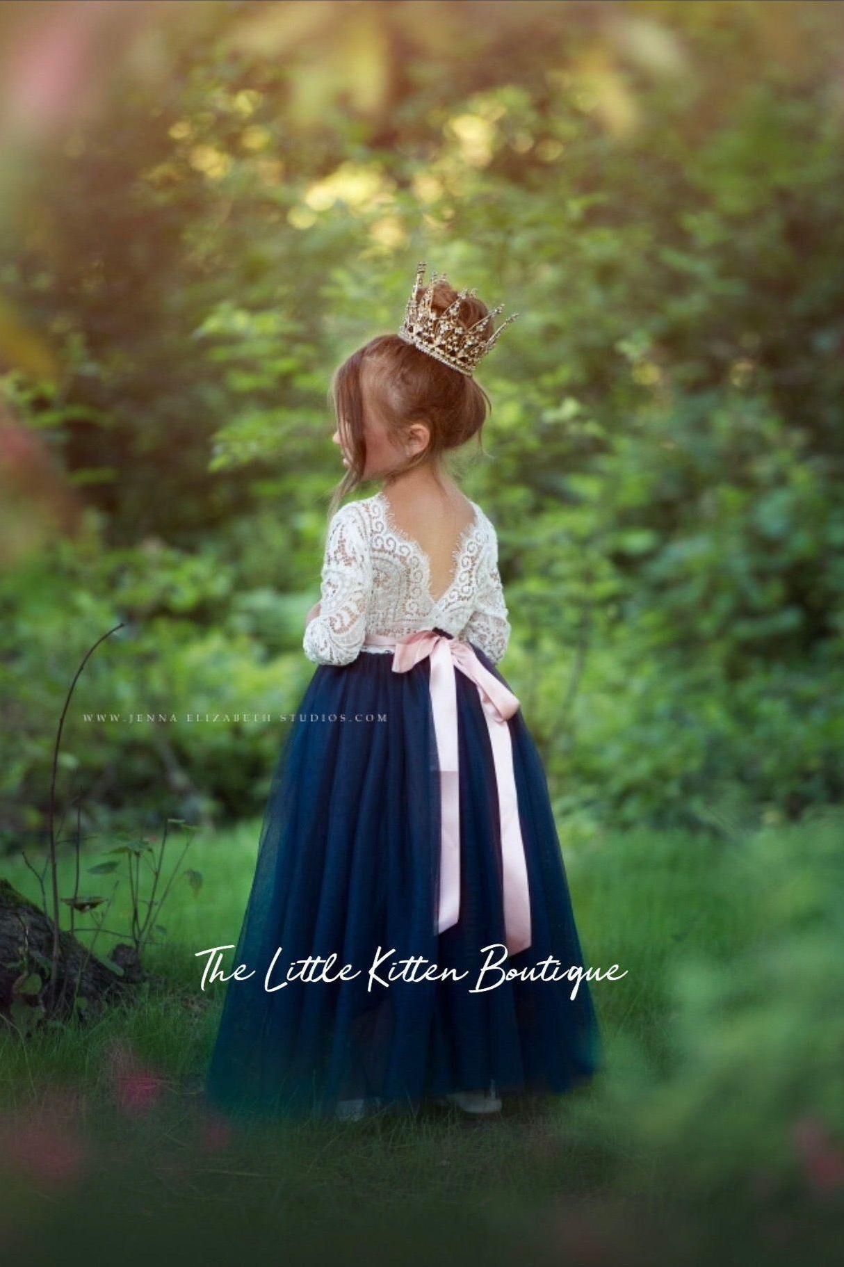 Long Sleeve Flower Girl Dresses - The Little Kitten Boutique