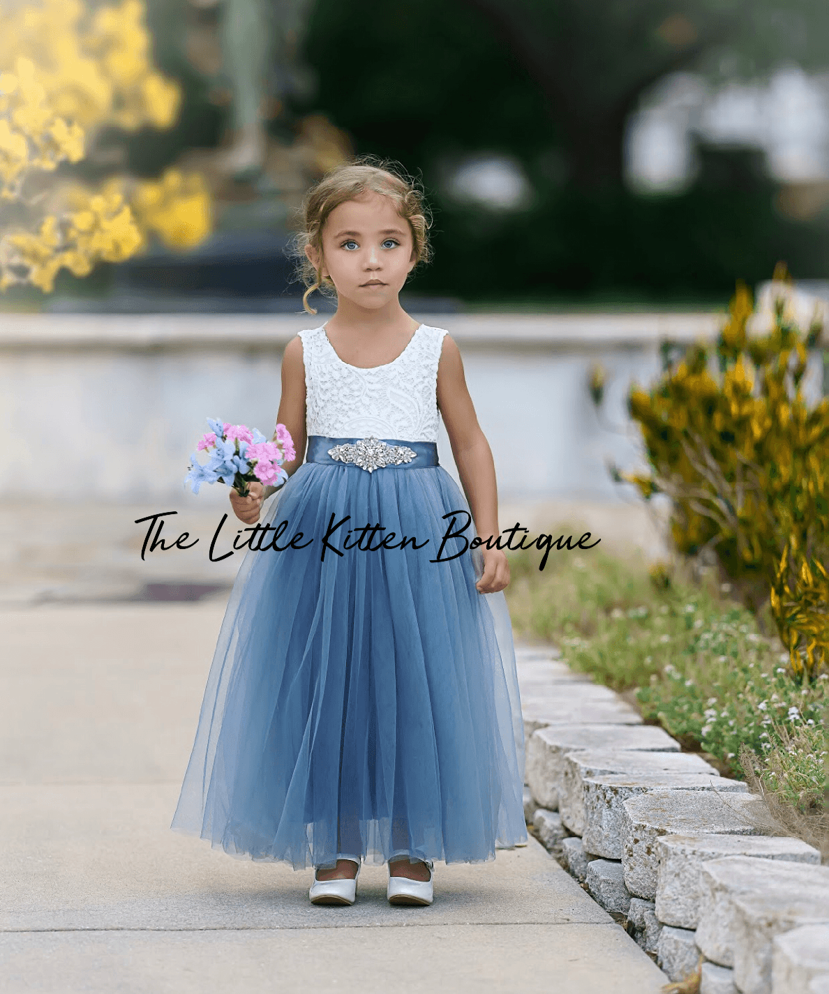 Sleeveless Lace and Tulle Flower Girl Dress - The Little Kitten Boutique