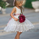 Sleeveless Knee Length Lace Flower Girl Dresses - The Little Kitten Boutique