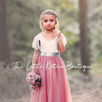 Lace and tulle Flower Girl Dress / Special Occasion Dress with Butterfly Cap Sleeve - The Little Kitten Boutique