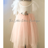 Blush Tulle High Low Flower Girl Dress / Girls Special Occasion Dress - The Little Kitten Boutique