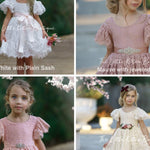 Flower Girl Dress / Special Occasion Dress for Girls, with Ruffle Sleeve - The Little Kitten Boutique