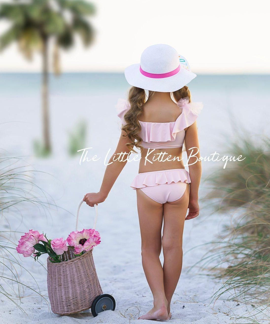 Pink Ruffle Swimsuit - 2 piece bathing suit - The Little Kitten Boutique