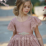 Flower Girl Dress / Special Occasion Dress for Girls, with Ruffle Sleeve - The Little Kitten Boutique