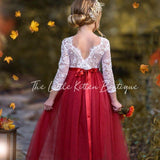 Long Sleeve and Sleeveless, Fall Inspired, Burnt Orange and Rust Flower Girl Dresses - The Little Kitten Boutique