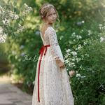 Long Sleeve Lace Flower Girl Dress - The Little Kitten Boutique