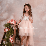 Blush Tulle High Low Flower Girl Dress / Girls Special Occasion Dress - The Little Kitten Boutique