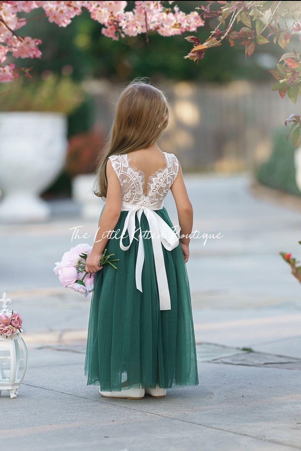 Sleeveless Lace and Tulle Flower Girl Dresses / Girls Special Occasion Dresses - The Little Kitten Boutique