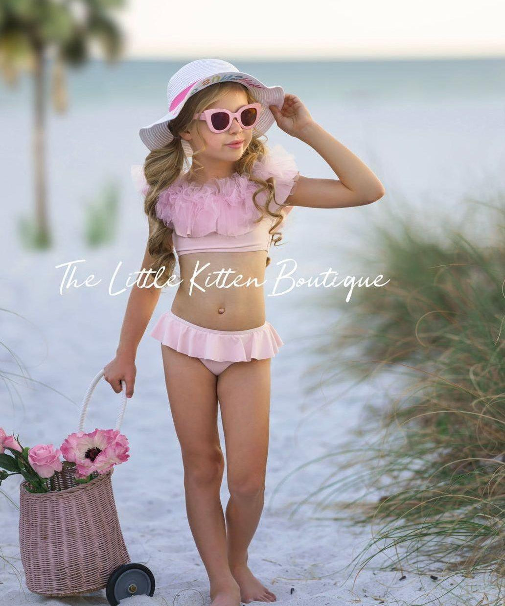 Pink Ruffle Swimsuit - 2 piece bathing suit - The Little Kitten Boutique