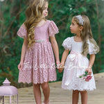 Flower Girl Dress / Special Occasion Dress for Girls, with Ruffle Sleeve - The Little Kitten Boutique