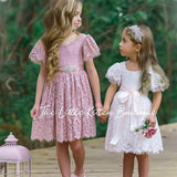 Flower Girl Dress / Special Occasion Dress for Girls, with Ruffle Sleeve - The Little Kitten Boutique