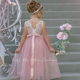 Sleeveless Tulle and Lace Flower Girl Dress - The Little Kitten Boutique