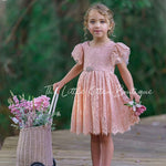 Flower Girl Dress / Special Occasion Dress for Girls, with Ruffle Sleeve - The Little Kitten Boutique