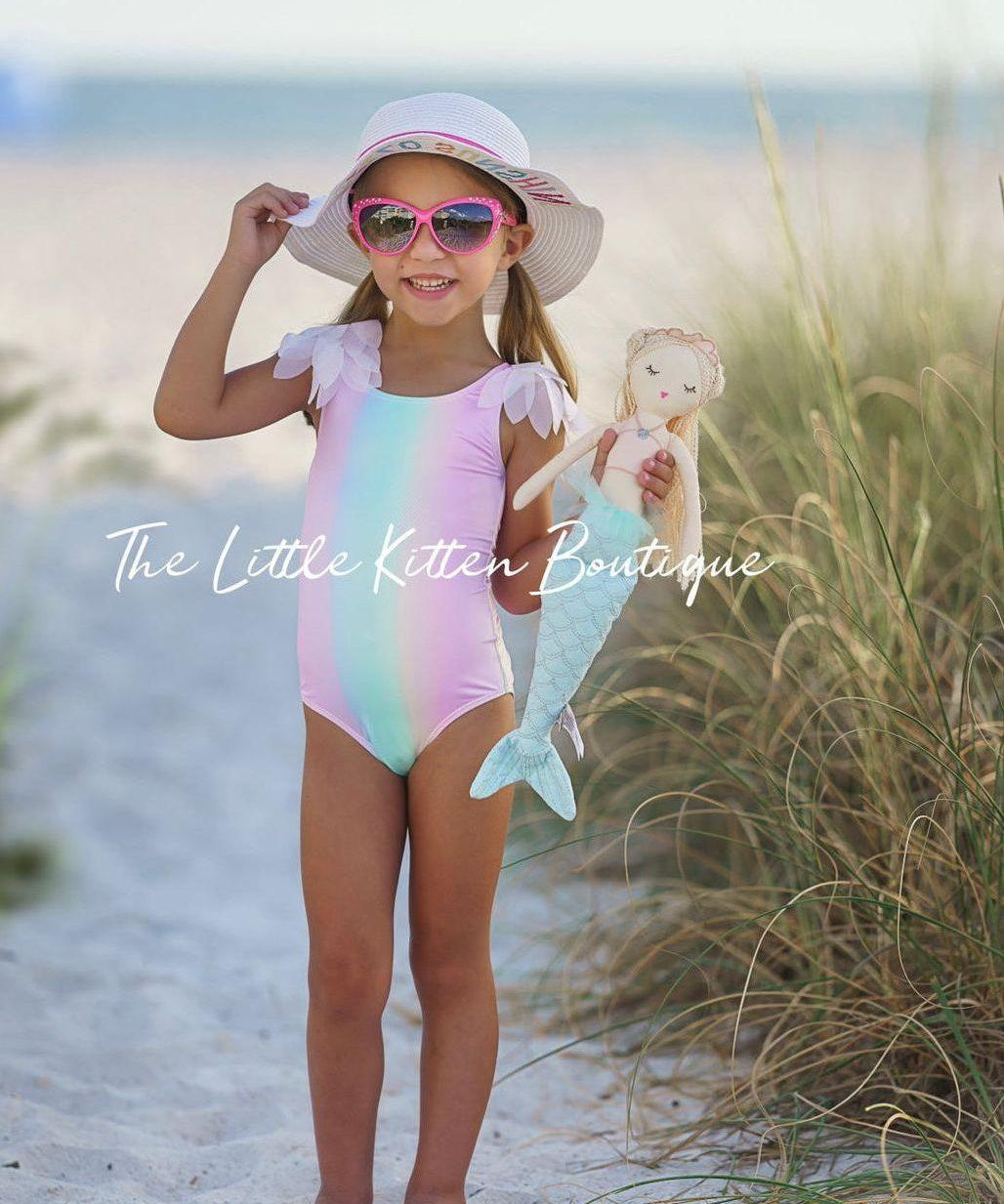 Pastel Rainbow Swimsuit - 1 piece bathing suit - The Little Kitten Boutique