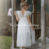 Blush Tulle High Low Flower Girl Dress / Girls Special Occasion Dress - The Little Kitten Boutique