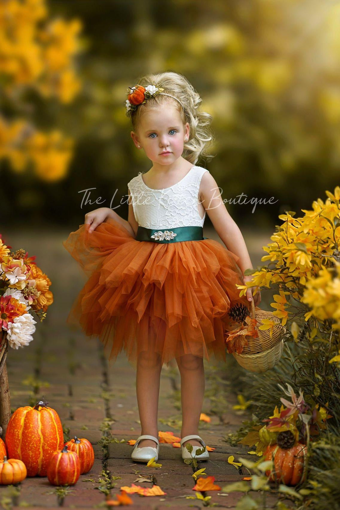 Cute as a Pumpkin - Girls Tutu Dress - The Little Kitten Boutique