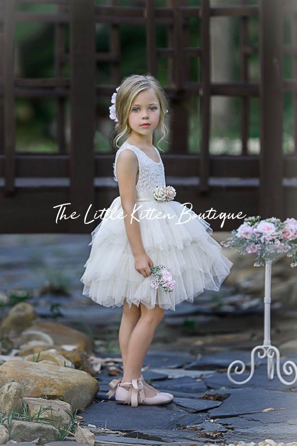 Tulle and lace flower girl dress / special occasion dress - The Little Kitten Boutique