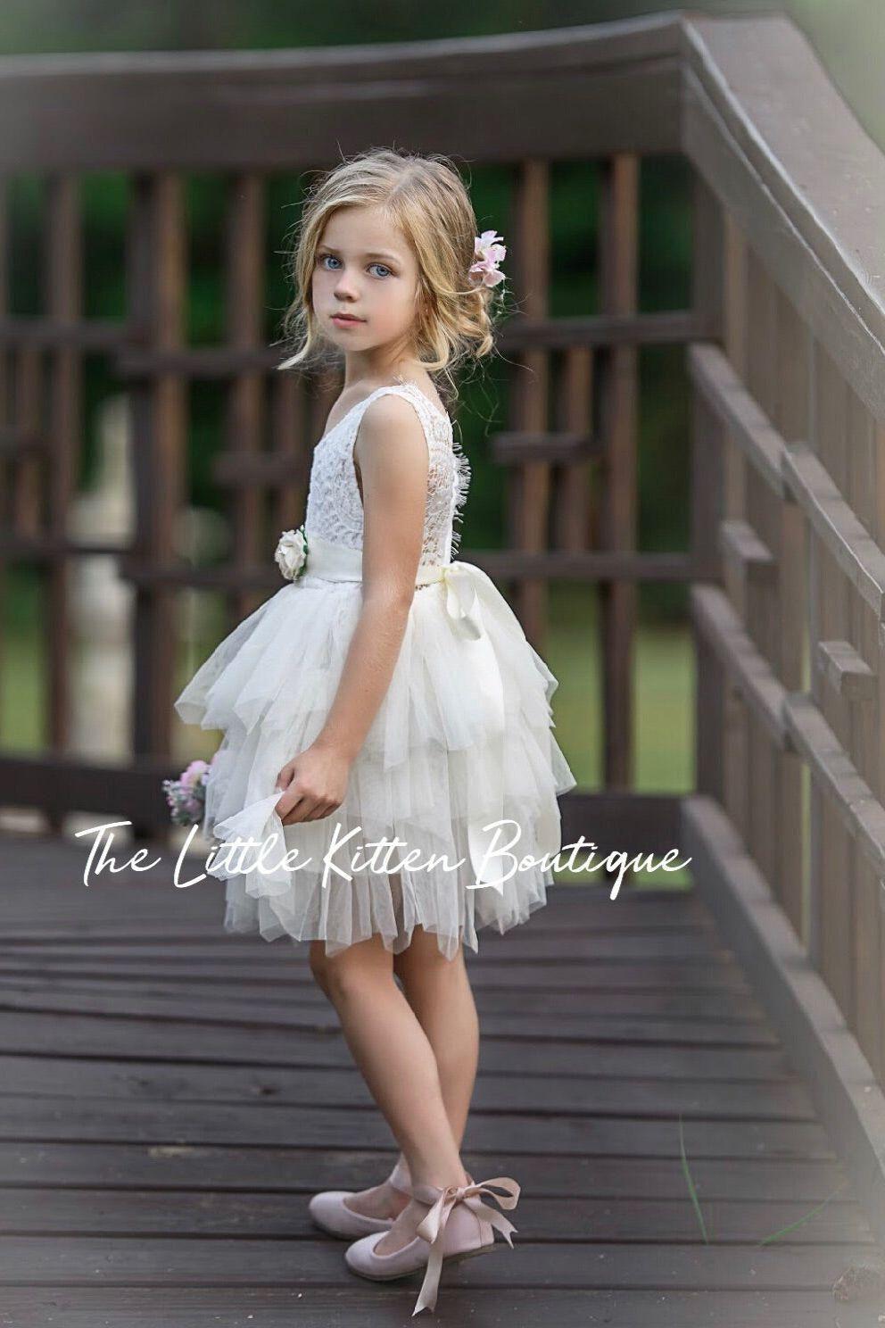 Tulle and lace flower girl dress / special occasion dress - The Little Kitten Boutique