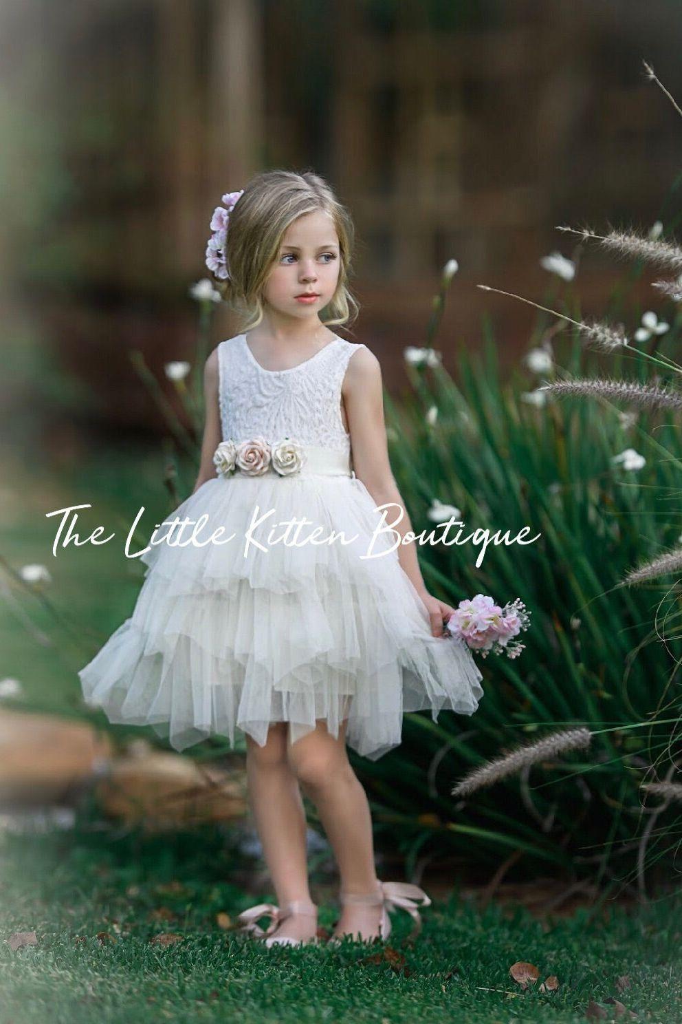 Tulle and lace flower girl dress / special occasion dress - The Little Kitten Boutique